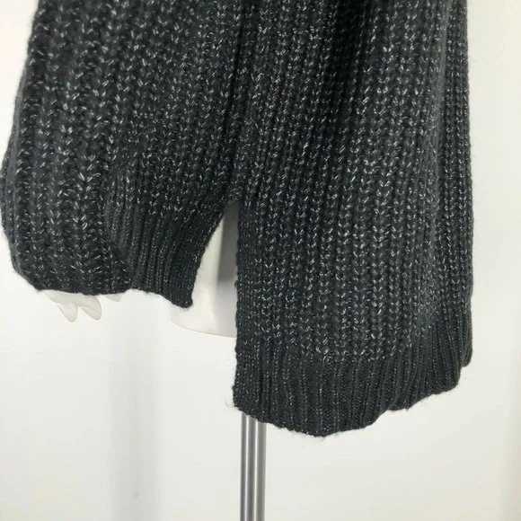 Time & Tru Womens Cowl Neck Sweater Black Heathered Longline Relaxed Fit Casual - Picture 5 of 12